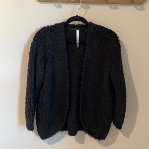 KENSIE Ribbed Furry Fuzzy Cardigan Sweater Soft Cozy Sz S